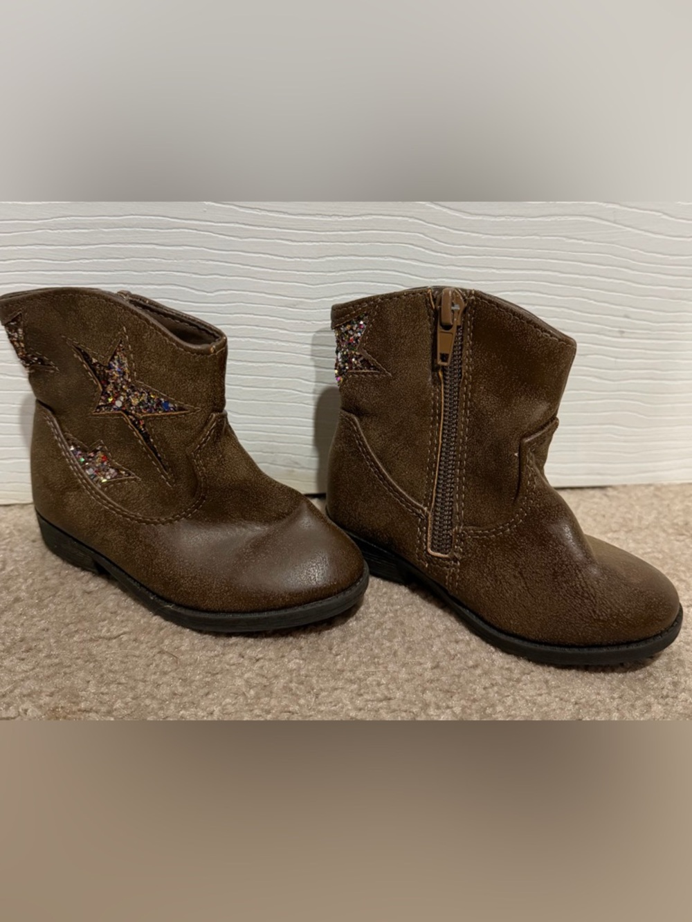 Garanimals Brown Ankle Boots with Glitter Star Detail